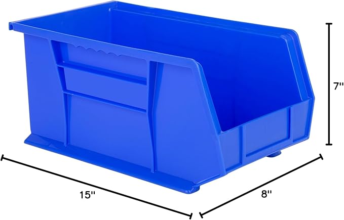 Hudson Exchange 15 x 8 x 7 Plastic Stackable Storage Bin and Hanging Container Blue