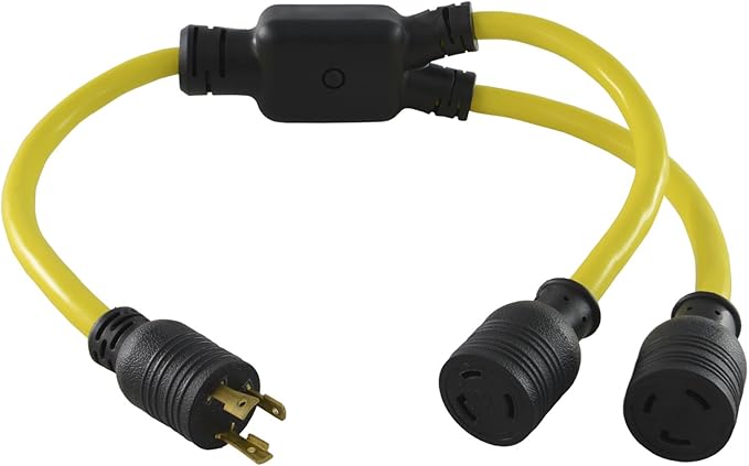 Conntek 3-Feet Generator Y Adapter 30-Amp L5-30P Plug to (2) 30-Amp Female Connector L5-30R Yellow