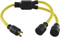 Conntek 3-Feet Generator Y Adapter 30-Amp L5-30P Plug to (2) 30-Amp Female Connector L5-30R Yellow