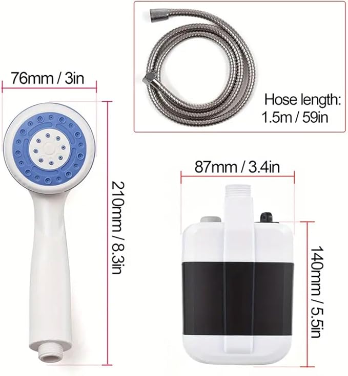 Portable Camping Shower with Adjustable Flow – for Easy &amp Convenient Outdoor Cleaning 2025 New Rechargeable Shower Pump with Showers Head &amp Hose for RV Travel Hiking Pet &amp Car Wash Use