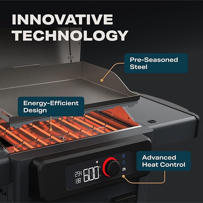 Current® Model G Griddle Smart Electric Outdoor Flat Top BBQ Grill with 200°F to 600°F Range for Searing &amp Roasting Digital Precision Apartment-Friendly &amp Weather-Resistant Moon Dust