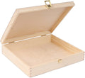 Creative Deco Wooden Storage Box Unpainted Plain | 11.41 x 9.84 x 2.55 in | Golden Latch &amp Lid | Perfect for Storing Valuables &amp Small Items in the Office or Bedroom | Keepsake Memory Trinket
