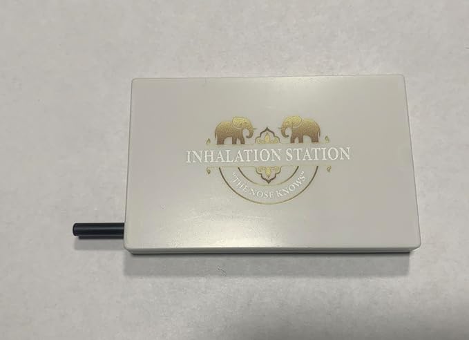 Inhalation Station White 7 Compartment/Slot Snuff Storage Box w/Built in Slim 3 Metal Straw Portable Travel Case