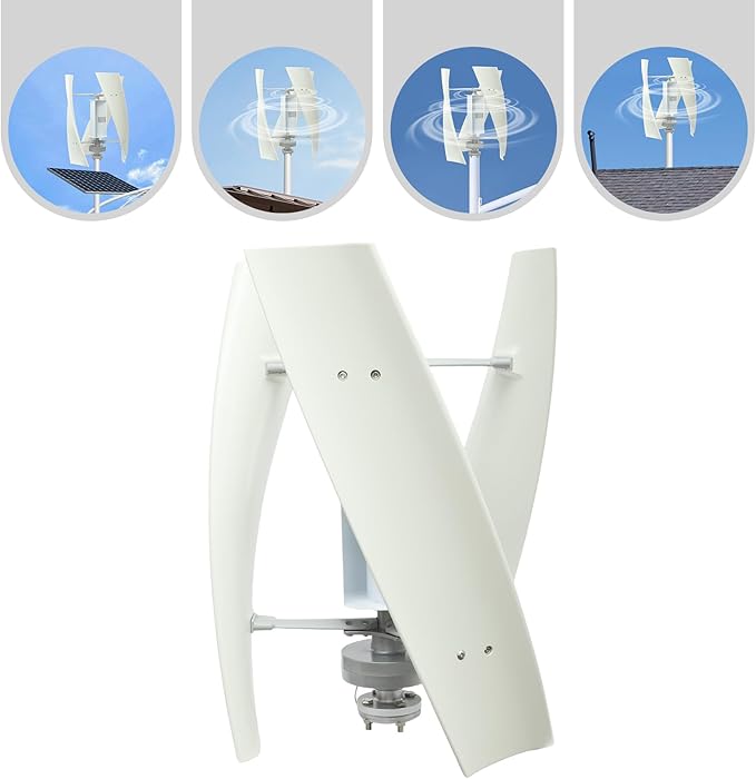 100W Vertical Axis Wind Turbine Generator Permanent Magnet Generator with Intelligent Controller Low Noise Helical Design Windmill for Home Boats Street Lighting (12V100WStyle 3 White)