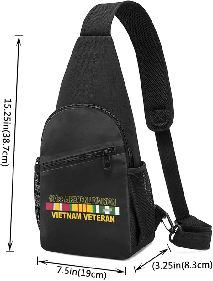 US Army 101st Airborne Division Vietnam Veteran Chest Pack Leisure Shoulder Crossbody Chest Bag