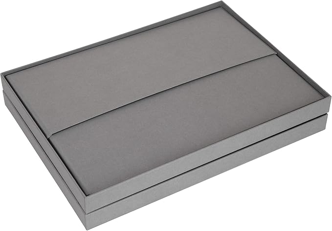 Bigso Box of Sweden Katia Collapsible Storage Box with Labelframe for Identification - Simple Assembly without Tools - Decorative Storage Boxes with Lids - 11.3in x 15.4in x 6.4in - 2 Pack - Grey