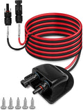 Waterproof Solar Connector Entry Gland Cable Junction Box Through RV Roof Solar Entry Housing with 10Ft 10AWG Extension Cable Connector on RV Boat Van Camper Black