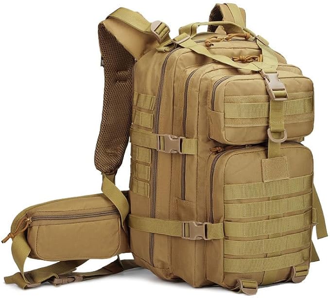 Outdoor Sports Pack Hiking Bag Rucksack Knapsack Combat Camouflage Tactical Backpack- Tan
