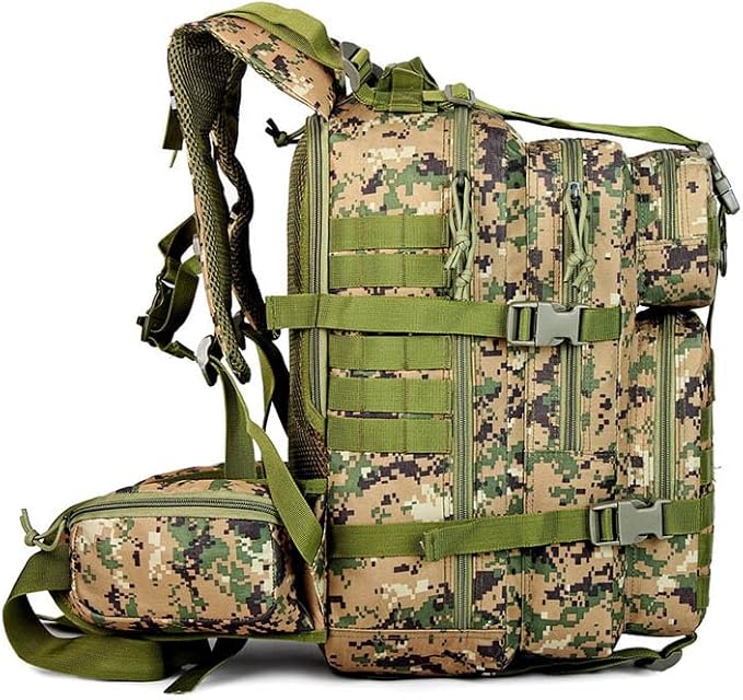 Outdoor Sports Pack Hiking Bag Rucksack Knapsack Combat Camouflage Tactical Backpack- Green