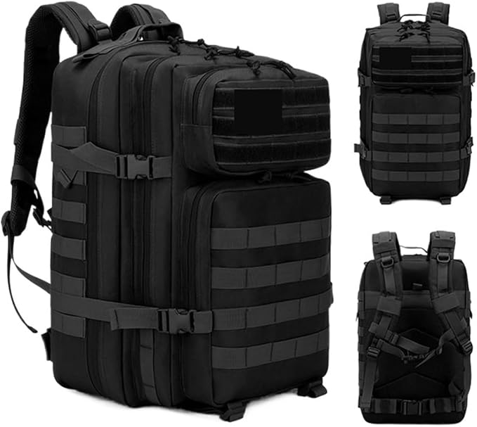 Compatible For 50L Tactical Backpack Men's Travel Large Capacity Rucksacks Men Outdoor Sports Multi-functional Bags(B090-BLACK)
