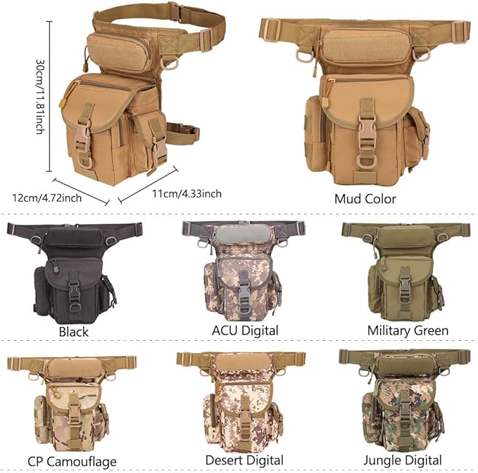 Drop Leg Bag for Men Waterproof Military Tactical B Cross Over Leg Rig Outdoor Bike Cycling Hiking Thigh Bag (Desert Digital)