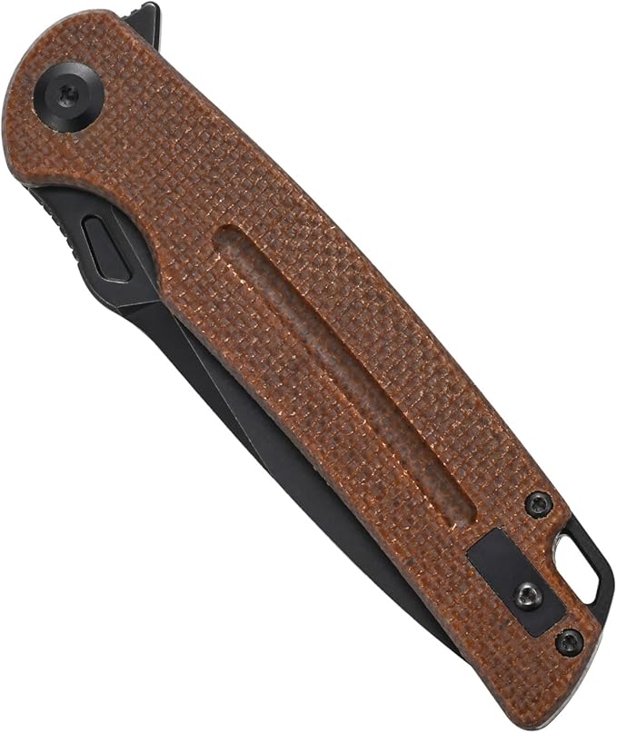 Sitivien ST137 Folding KnifeD2 Satin BladeMicarta Handle EDC Tool Knife for Outdoor Hiking Camping Fishing(Brown)