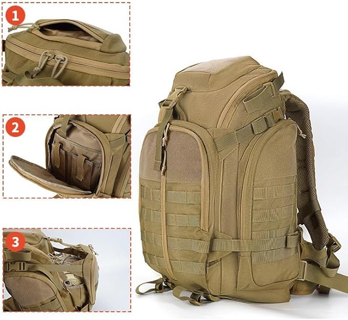 Tactical Backpack Military Molle Hiking 36-55L Outdoor Multifunctional Men's Mountaineering Black
