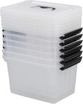 Gloreen 6 Packs 6 Quart Clear Lidded Storage Bins with Handle Stackable Plastic Latching Storage Box Containers