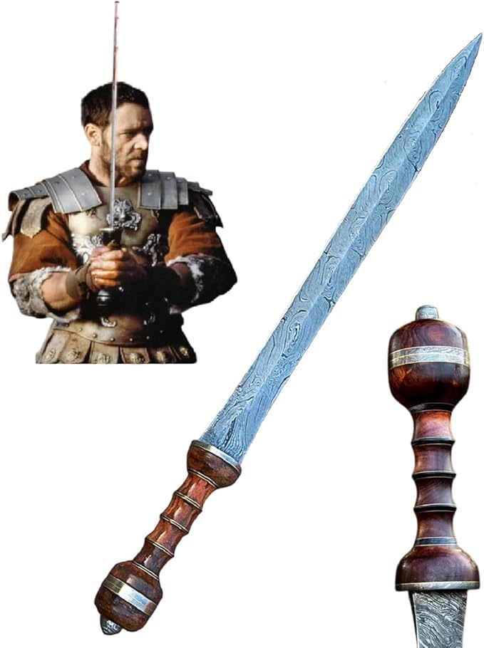 'Forest Hunting – Custom Handmade Roman Gladius Sword Medieval Warrior Damascus Steel Sword Battle Axe Viking swods Full Tang Blade