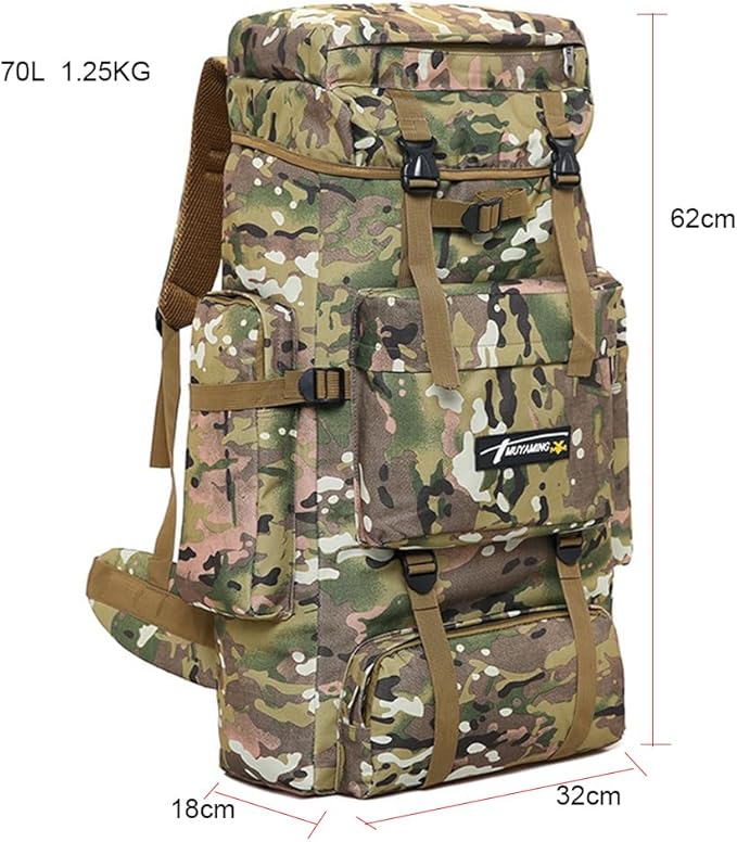 Tactical Military Molle Backpack 65L 900D Oxford Waterproof Internal-Frame Hiking Camping Backpack Sports Bag With Rain Cover
