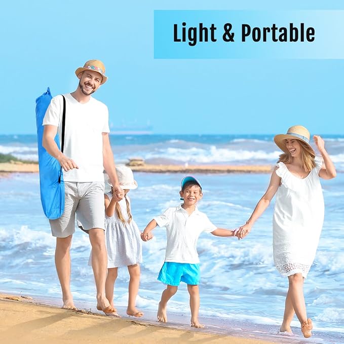 WhiteFang Deluxe Pop Up Beach Tent Sun Shade Shelter for 3-4/5-6 Person UV Protection Extendable Floor with 3 Ventilating Windows Plus Carrying Bag Stakes and Guy Lines