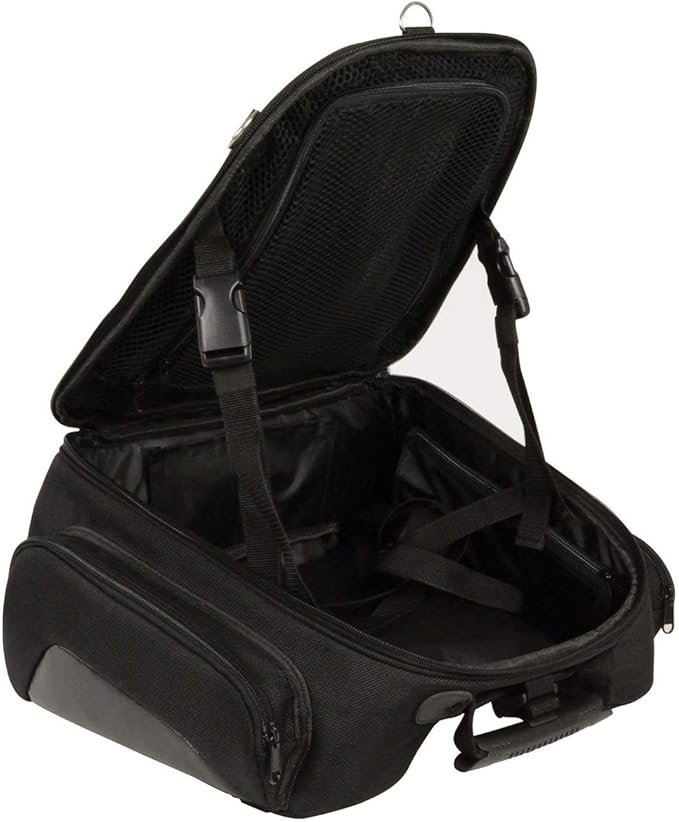 Milwaukee Leather MP8105 Large Black Textile Motorcycle Back Rack Sissy Bar Bag with 4 Outer Pockets - Large