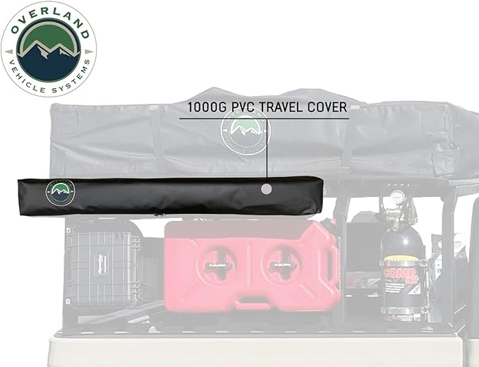 Overland Vehicle Systems HD Nomadic Car Side Shower Room with Black 1000G PVC Travel Cover Universal L - Brackets Dark Grey Body with Silver Inner Lining