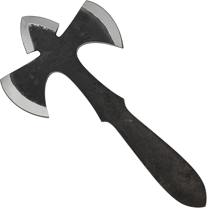 Armory Replicas™ Grip Analysis Full Tang Forged High Carbon Steel Triple Edge Outdoor Viking Inspired Throwing Axe w/Genuine Leather Sheath.