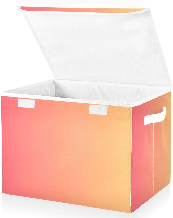 Orange Gradient Storage Containers with Lids Foldable Organizing Containers Storage Bins with Lids Large for Office