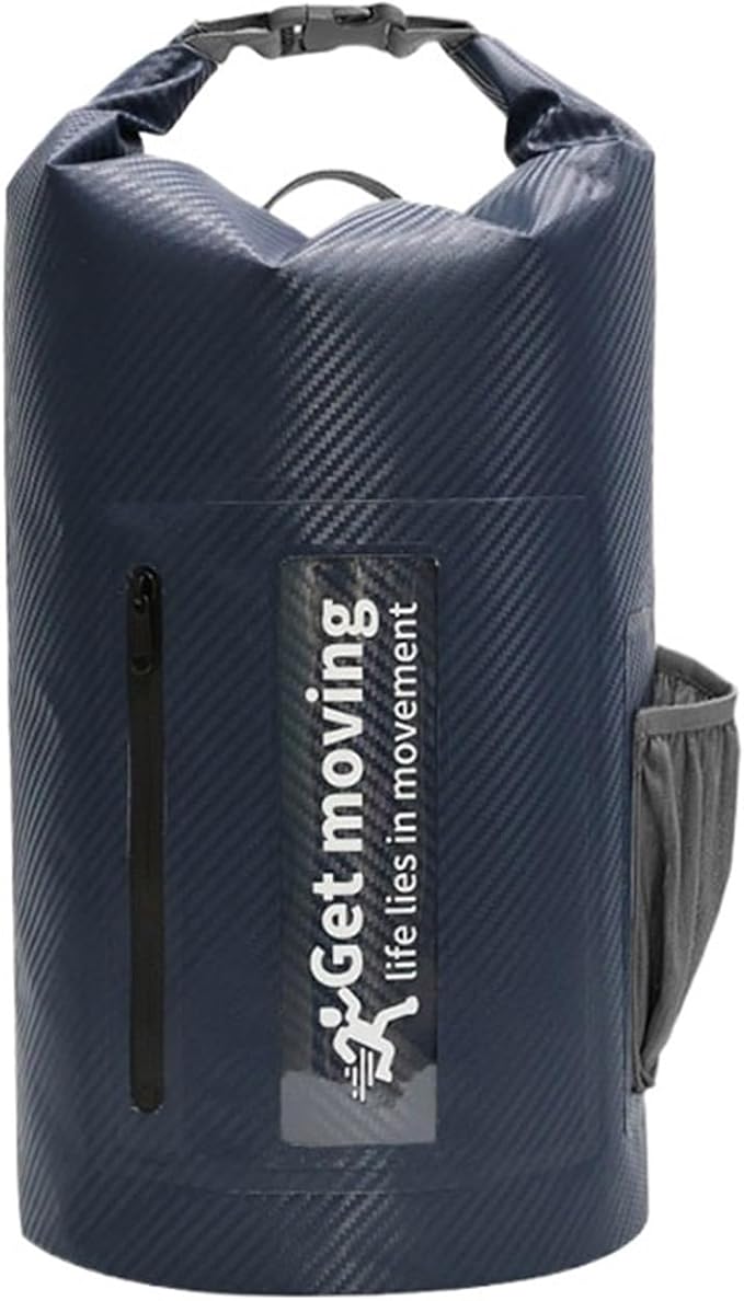 Waterproof Dry Bag 10L/20L Carbon Fiber Waterproof Dry Bag Hand-Held Bucket Bag Waterproof Bag Beach Drifting Swimming Bag Outdoor Backpack for SwimmingBoating(Deeo Blue-10L)