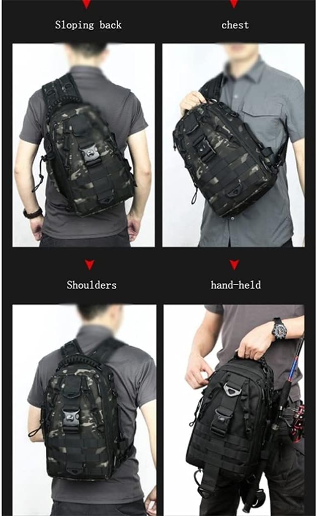 YYDS Outdoor Camping Bag Portable Tactical BackpackLaptop Compartment Sling Backpack Chest Shoulder Bag Hiking Travel (Color : Black)