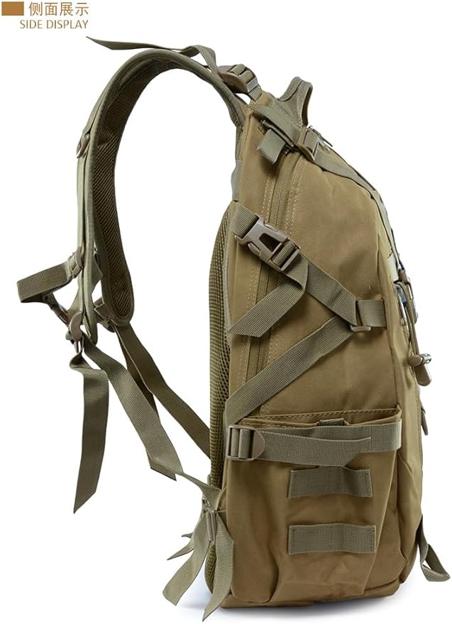 Tactical Backpack 25L Waterproof Molle Bag Out Bag for Men Women Hiking Daypacks Fishing Camping Motorcycle (Khaki)