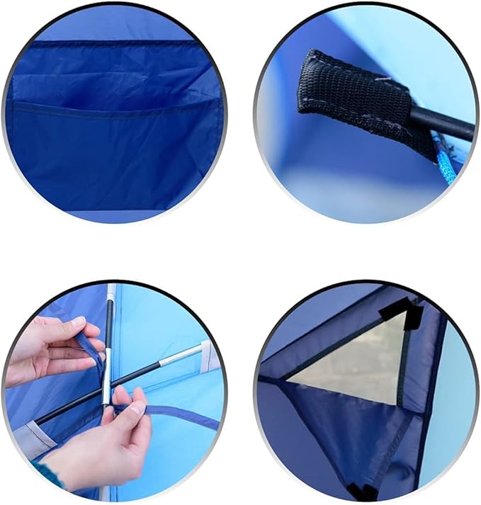 Blue Medium Beach Tent Sun Shelter for 2-3 Person Summer Vacation | Easy Setup Outdoors Canopy Cabana with Carry Bag Travel Family Weekend Holiday