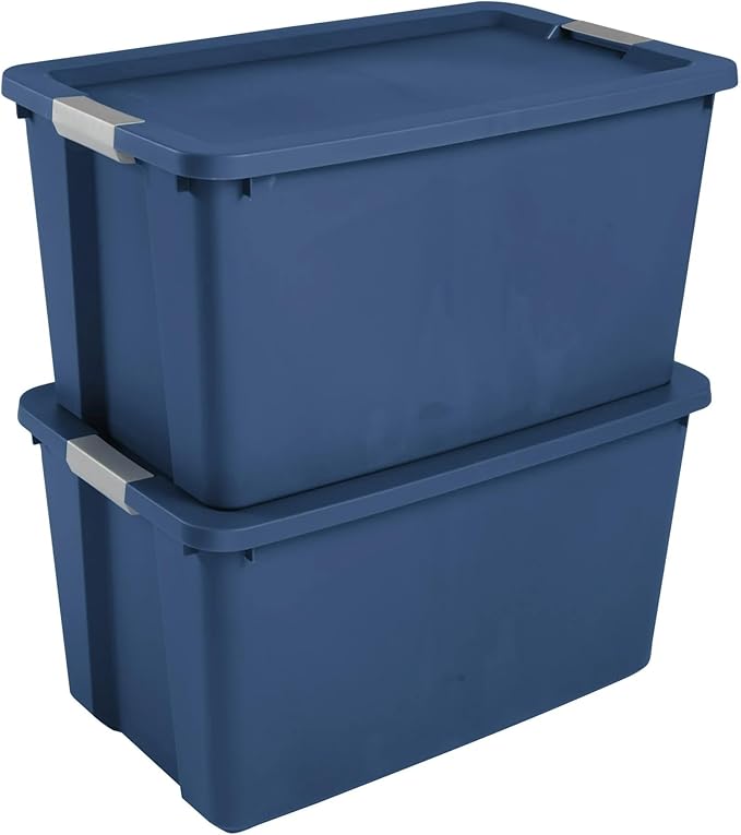 Extra Large 34 Gallon Storage Bin with Secure Latching Lid Plastic Storage Container Tote Box Blue for Garage Basement Home Organization
