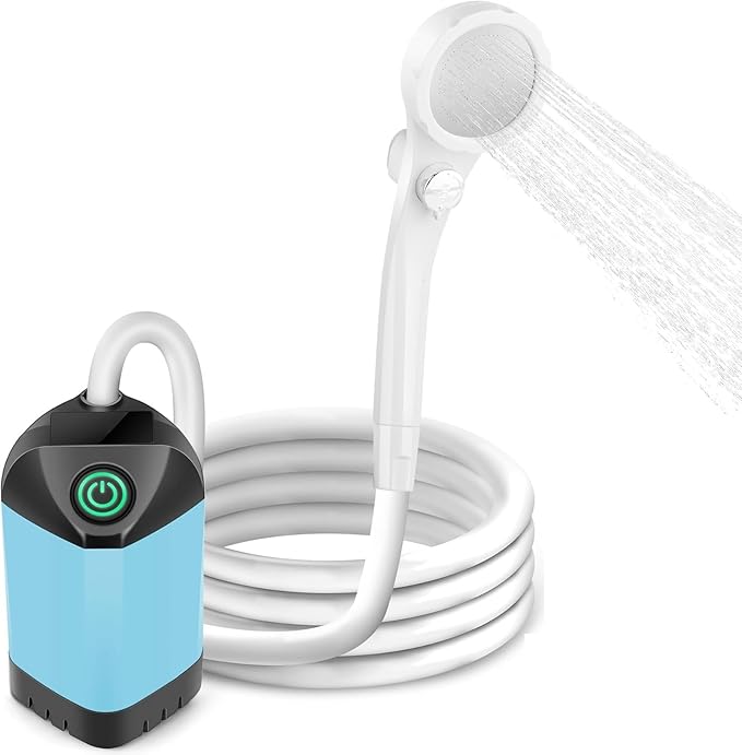 Portable Camping Shower 7800mAh Rechargeable Camp Shower Pump with LED Display 2 Mode Electric Portable Shower for Camping Hiking Travelling Washing
