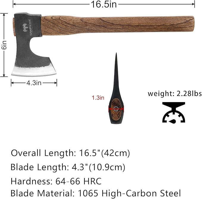 16.5 Throwing Axe Throwing Hatchet with 1065 High Carbon Steel &amp Beech Wood Handle Perfect for Axe Throwing Games Competition and Recreation Ideal Gift for Men (Black)