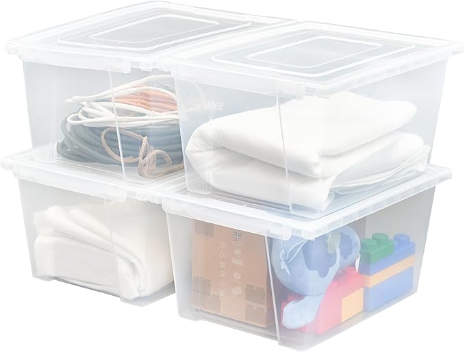 UNiPLAY Set of 4 Extra Large Storage Bins with Lids - Versatile Easy-to-Clean Organizers for Home Office and More