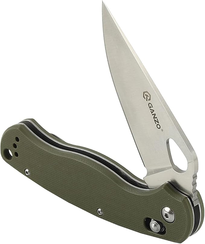 Ganzo G729-GR Folding Pocket Knife 440C Stainless Steel Blade Ergonomic G10 Non-Slip Handle with Clip Hunting Fishing Camping Folder Axis Lock Outdoor EDC Knife (Green)