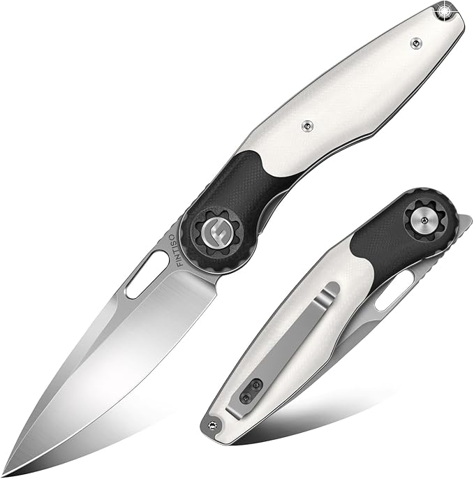 FINTISO Pocket Knife 3.5 Folding Knife Premium 14C28N Blade Bicolour G10 Handle Design with Pocket Clip for Men Women Small EDC Knife for Camping Hunting Hiking Survival and Outdoor Activities