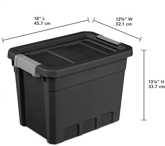 Sterilite 18-Pack Plastic Storage Bins with Lids Stackable Containers 7.5 Gallon Black