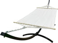 12Ft. Powder Coated Galvanized Steel Arc Hammock Stand w/Single Person Beige Bed. New Indoor/Outdoor Design(Black)