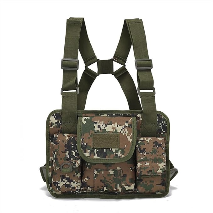 Outdoor Chest Bag For Men Tactical Utility Pack Lightweight Chest Pouch Hiphop/Harness Bag for Workouts Cycling Hiking (Jungle Digital)