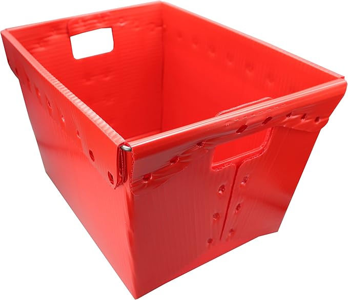 Flipside Products Storage Totes Durable Plastic Storage Totes with Reinforced Metal Frame Red and Green Organization Holiday Christmas Postal 2 Pack