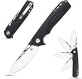 Sitivien ST141 Folding KnifeD2 Steel Blade G10 Handle Pocket Knife EDC Tool Knife for Survival Hiking Camping Fishing(Black)