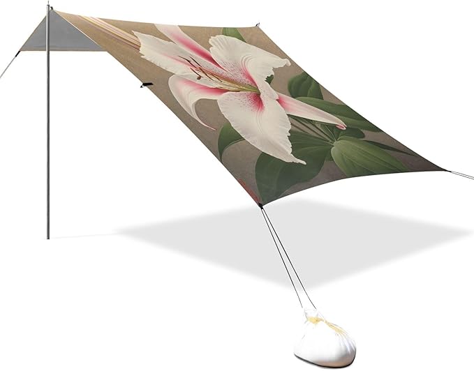 ALAZA Beautiful Cute Lily Beach Tent Sun Shelter Portable Canopy Sunshade for Outdoor Camping Picnics Backyard Fun 10x9 ft