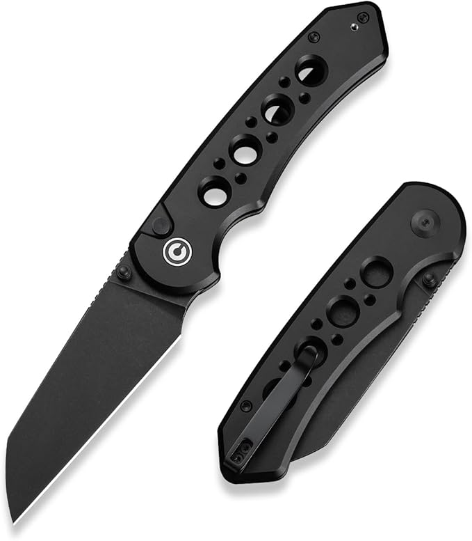 CIVIVI Pragma Prime Pocket Knife for EDC 3.49 14C28N Blade Aluminum Handle with Reversible Clip Camping Hiking Folding Knife for Men Women C24067-1 Black