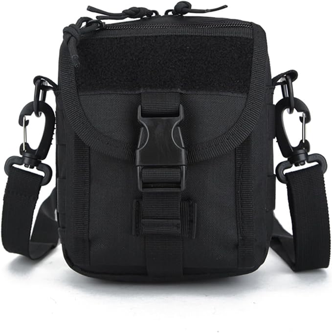 Waterproof Tactical Nylon Molle Waist Pack Hiking Fishing Hunting Sports Waist Bag Camping Messenger Bag(Black)