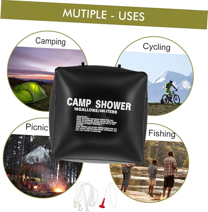 HANABASS 40L Solar Shower Bag Portable Camping Pouch Sturdy Waterproof Solar Heating Bag for Outdoor Camping Hiking and Traveling