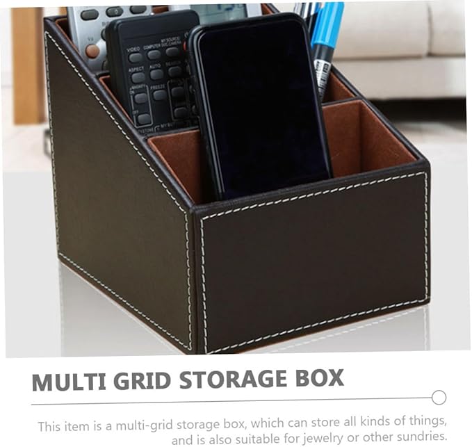 2pcs Faux Storage Box Organizer for Desktop Multi-functional Remote Control and Stationery Holder Smooth Stable Structure for Use