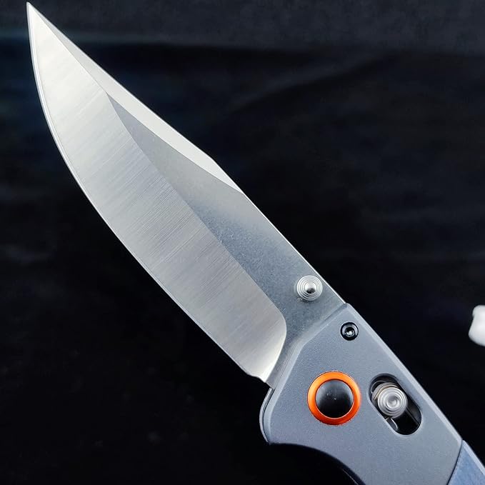EDC Pocket Knife for Men D2 Blade Satin Finish G10 handle Thumb Stud Manual Open Camping Folding Knife for Outdoor Fishing (blue)
