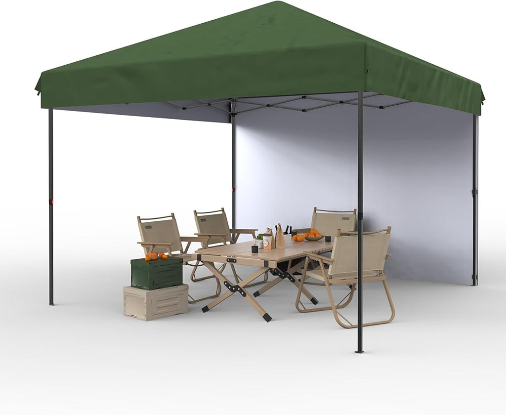 10 X 10ft Pop-Up Canopy Foldable Outdoor Sunshade Shelter One-Push Setup Tent for Events Parties Camping and Commercial Use. Instant Setup Tent Shelter with 1 Removable Sidewalls+ Green