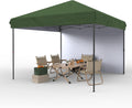 10 X 10ft Pop-Up Canopy Foldable Outdoor Sunshade Shelter One-Push Setup Tent for Events Parties Camping and Commercial Use. Instant Setup Tent Shelter with 1 Removable Sidewalls+ Green