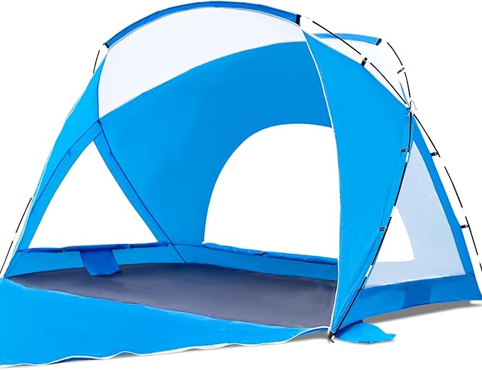 Beach Tent Portable Sun Shelter for 2/3/4/6-8 Person with UPF 50+ UV Protection Easy Setup Waterproof Beach Shade Canopy Cabana for Family Outdoor and Picnics Fishing with Carrying Bag