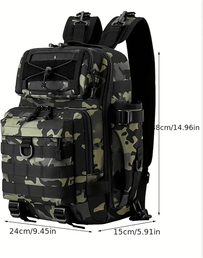 Fishing Backpacks Tactical Travel Backpack Bag Sling Bag Outdoor Hiking Camping Hunting Backpack(Black)